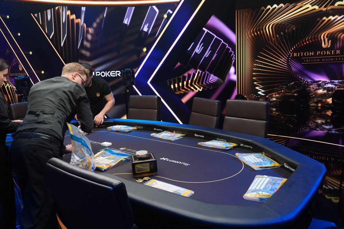 WSOP's tweet photo. The #TritonMainEvent Final Day is here! Today, a champion will be crowned!👑  Who will bag the $3,850,000 and take home the coveted WSOP Bracelet and Triton Trophy? #wsopPARADISE https://t.co/rY51vtvyMU