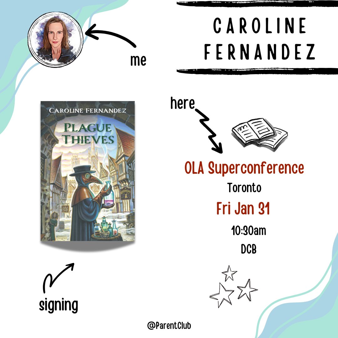 Caroline Fernandez ☀️ (@parentclub) on Twitter photo Save the Date!
If you are headed to the @ontariolibraryassociation Superconference in Janauary - look for me on Friday Jan 31st where I'll be signing PLAGUE THIEVES at the <a href="/cormorantbooks/">Cormorant Books</a> <a href="/dcbyoungreaders/">DCB Young Readers</a> table at 10:30am.
#mgbooks #kidlitchat #PlagueThieves Save the Date!
If you are headed to the @ontariolibraryassociation Superconference in Janauary - look for me on Friday Jan 31st where I'll be signing PLAGUE THIEVES at the <a href="/cormorantbooks/">Cormorant Books</a> <a href="/dcbyoungreaders/">DCB Young Readers</a> table at 10:30am.
#mgbooks #kidlitchat #PlagueThieves