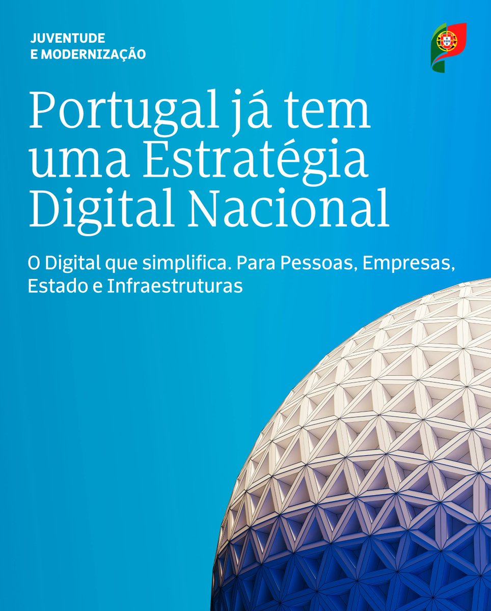 juventudegov_pt's tweet photo. 🚀 A #Estratégia Digital Nacional está aprovada. Estamos a construir um #Portugal onde o #Digital simplifica e a traçar o caminho para a transformação digital de Portugal até 2030.

➡️ Conhece a Estratégia em https://t.co/8So4DyYN0r

🧵(1/6) https://t.co/Pi4x4rcsA4