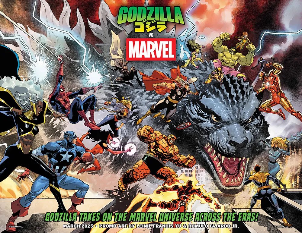 DiscussingFilm's tweet image. Godzilla will fight the Marvel universe in 2025

• 6-issue comic crossover with issues focused on Fantastic Four, Hulk, Spider-Man, X-Men &amp;amp; Thor

• Godzilla vs. Fantastic Four will see the Fantastic Four fighting King Ghidorah who has become the new herald for Galactus…
