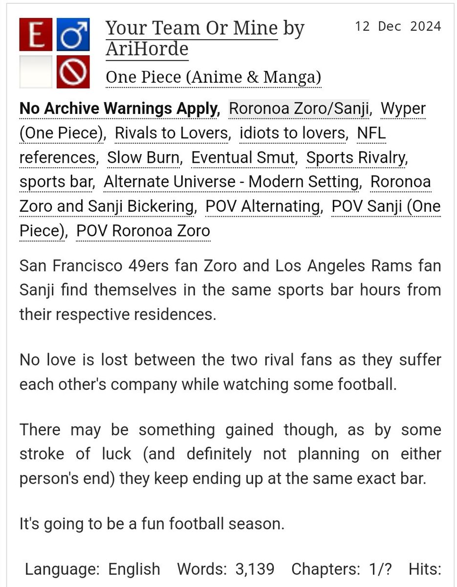 AriHorde's tweet photo. First chapter is up! I had to do it today because the Niners and Rams play each other tonight. Lol. Enjoy! 💖💖💖
Your Team Or Mine
https://t.co/qxRpyDZz2w https://t.co/6kgyPmrVgA