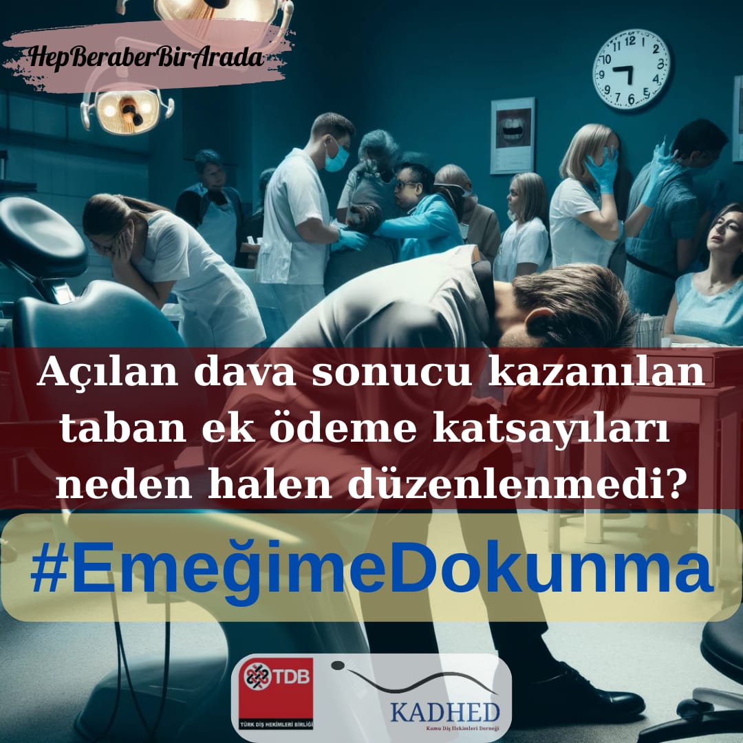 Temmuz ayı Adsm-Adsh larda teşvik dağıtım oranı %24'e düşürülerek bu kurumlarda çalışan dişhekimlerinin, mali anlamda son 5 aydır yaşadığı maddi kayıp tavan yapmıştır. 
#EmeğimeDokunma