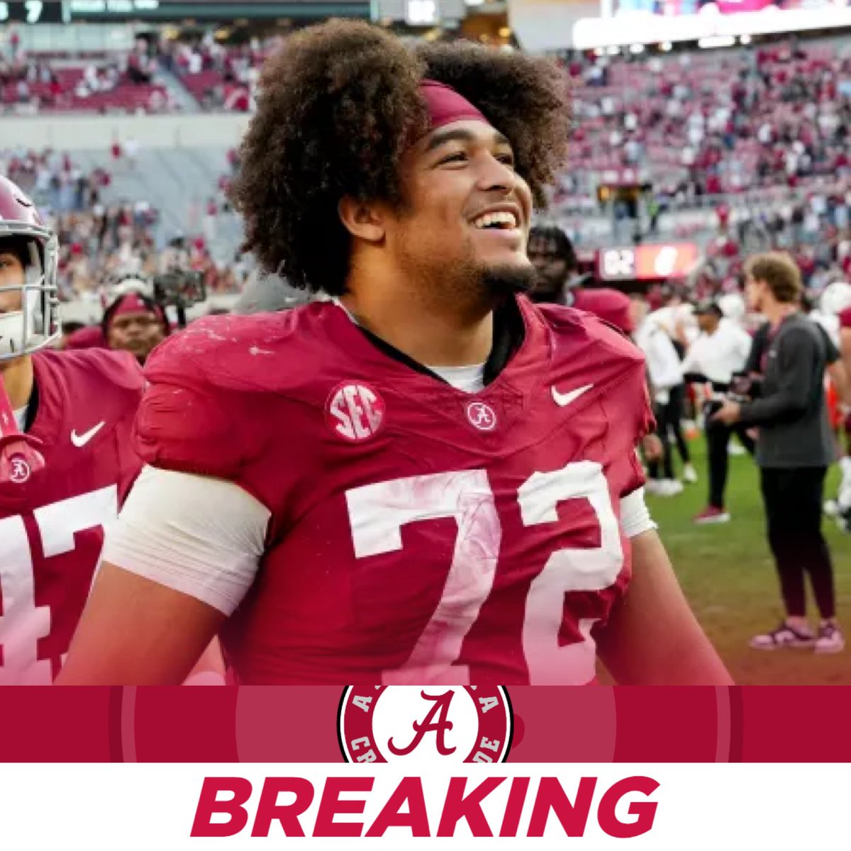 RecruitsBama's tweet photo. BREAKING: #Alabama Center Parker Brailsford has announced that he will be returning next season for the Crimson Tide

The 6’2 290 C transferred from Washington back in January. He was ranked as the #2 IOL in the Transfer Portal https://t.co/N4gc0RrCbR