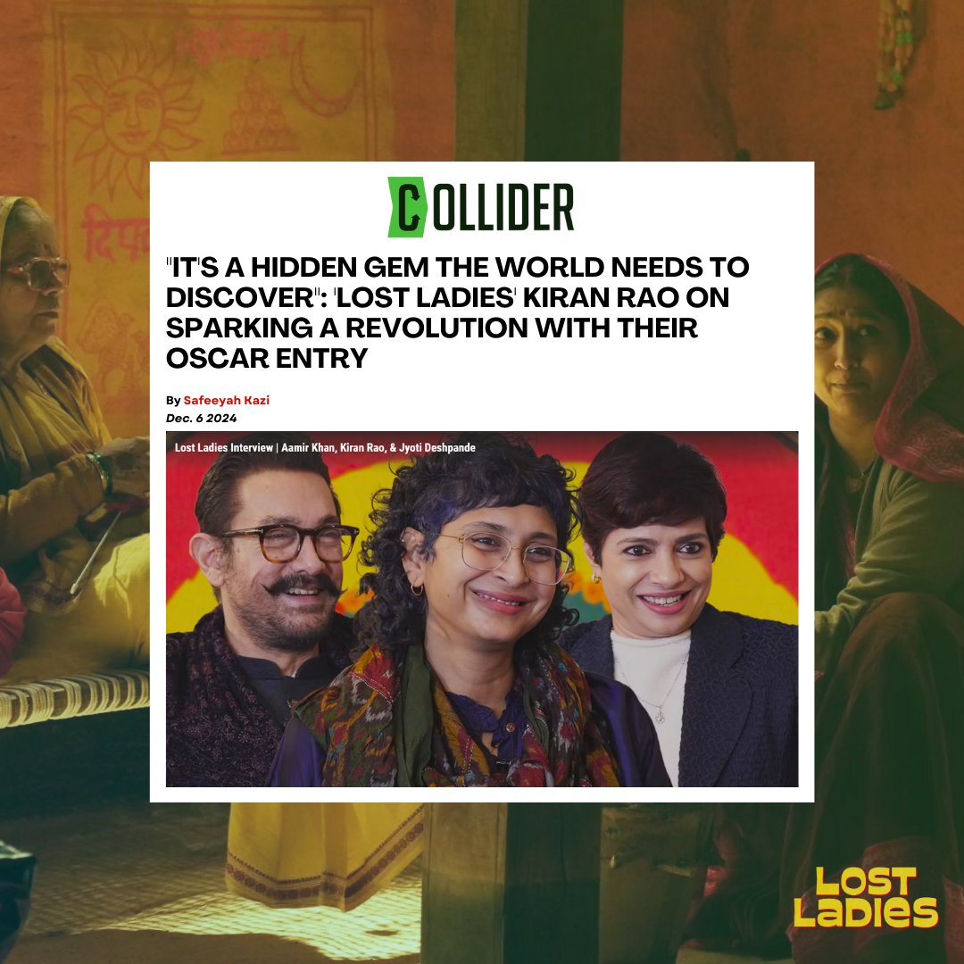 LostLadiesFilm's tweet photo. #AamirKhan and #KiranRao team up for cinematic magic with #LostLadies! 🎬✨ @Collider dives into how this dynamic duo brought India’s official Oscars® entry to life. Don’t miss this powerful, heartfelt story—now streaming on @netflix ! 🧡 #FYC #ForYourConsideration #Oscars2025 https://t.co/rrDVUzgrR3