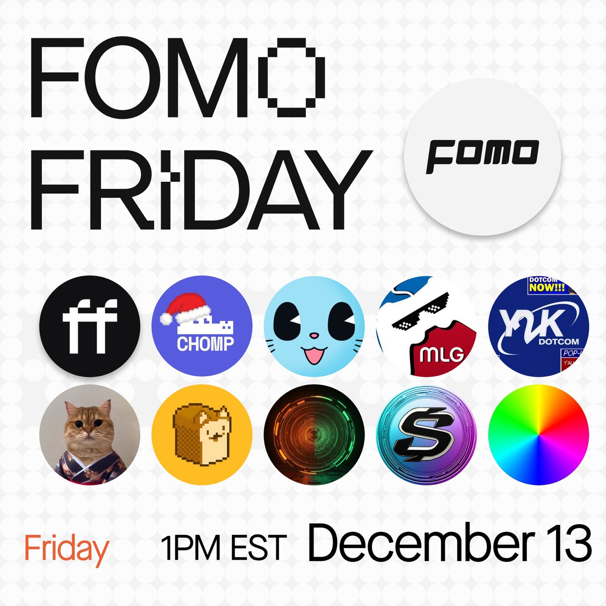 fomo_magazine's tweet photo. 🚨 TUNE IN:

FOMO Friday Spaces! 
GET READY FOR FRIDAY🎙

- Join us again this week with @fomofactoryio and special guest @chompdotgames along with a stacked panel this week including: @theBOOPcat, @360noscope, @catownkimono, @LoafCatHQ, @antitokens, @realsupercycle, @y2kdotcomsolana and @EpilepticSOL. 

Don’t miss out! Set a reminder below 👇

📅 Friday, 13th December 
⏰ 1 PM EST