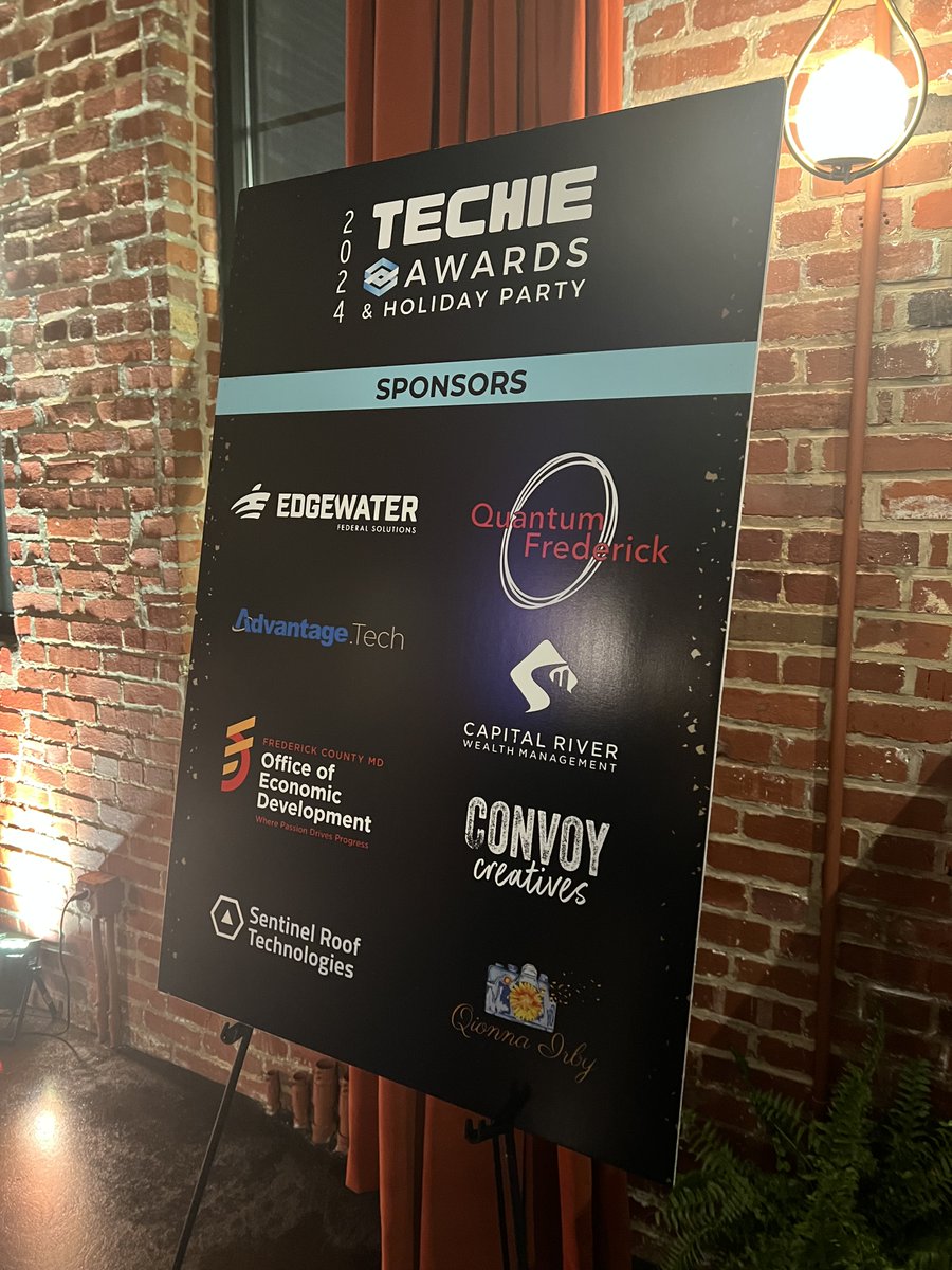 EdgewaterFed's tweet photo. Our team had the pleasure of attending and sponsoring the @techfrederick #TechieAwards this week! Congratulations to all the honorees, especially Cherie Baker Wigfield, our Senior Director of Corporate Operations &amp; Community Relations, for winning the Smooth Sailing Award! https://t.co/c8iqM05Clz
