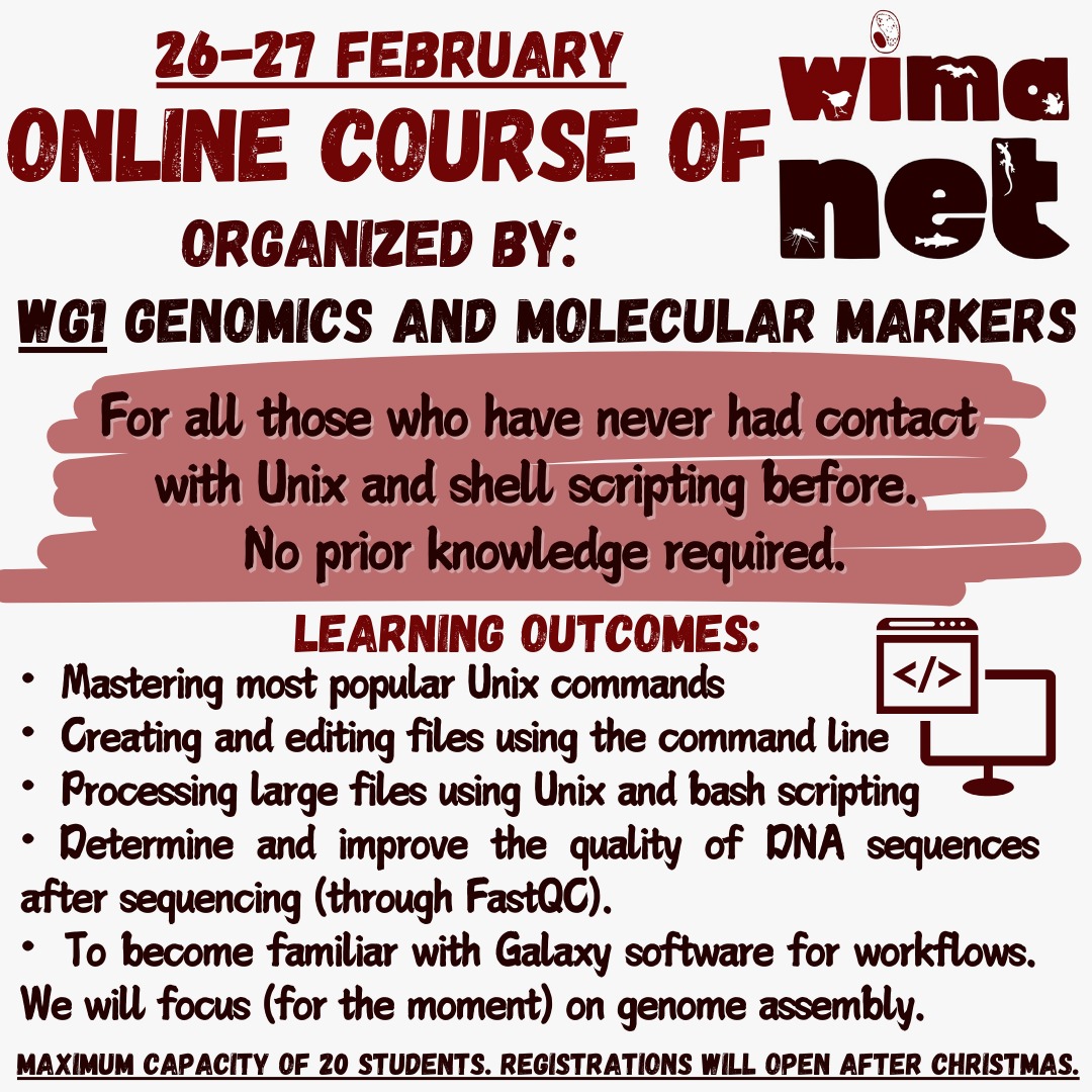 WIMANET (@wimanetscience) on Twitter photo We have an early Christmas present for you! 🎁 In February, the WG1 <a href="/luzglongoria/">Luz Garcia-Longoria</a> <a href="/ChakarovNayden/">Nayden Chakarov</a> <a href="/Ricardo_J_Lopes/">Ricardo Jorge Lopes</a> are organising an online course about Unix and Shell scripting 👩🏻💻 save the date👇🏻 We have an early Christmas present for you! 🎁 In February, the WG1 <a href="/luzglongoria/">Luz Garcia-Longoria</a> <a href="/ChakarovNayden/">Nayden Chakarov</a> <a href="/Ricardo_J_Lopes/">Ricardo Jorge Lopes</a> are organising an online course about Unix and Shell scripting 👩🏻💻 save the date👇🏻