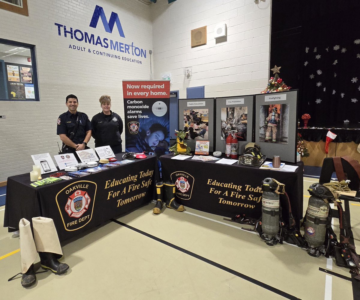 Thank you to <a href="/Merton_HCDSB/">Thomas Merton Centre</a> for the opportunity to connect with students and the community at their job fair! It was a privilege to share insights about careers in the fire service and provide education on fire prevention and life safety tips. #Oakville #Careers #FireSafety