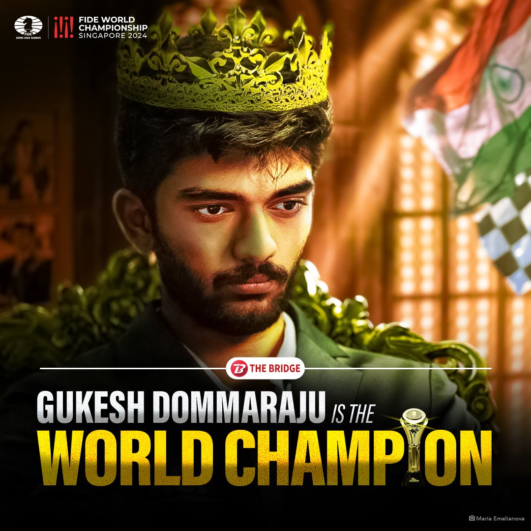 MalvikB's tweet photo. Congratulations Gukesh D.
18years old becomes 18th World Chess Champion 🏆🇮🇳
#GukeshDing #ChessChampionship https://t.co/gagf3uSryu