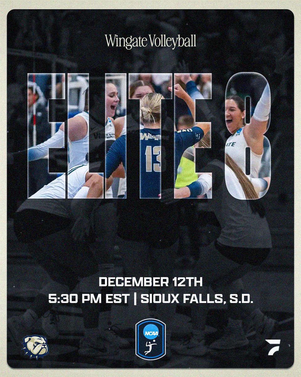 FloCollegeVB's tweet photo. The Bulldogs take on the Elite 8 TODAY 🚨🏐

Wingate has been dominant all season. They are 31-2, unbeaten at home, and are on a 23 game winning streak. Today, they are playing to get one step closer to the national trophy 🏆🙌

#SACVB | @SAC_Athletics | @WingateVB https://t.co/4n1kVhDUnm