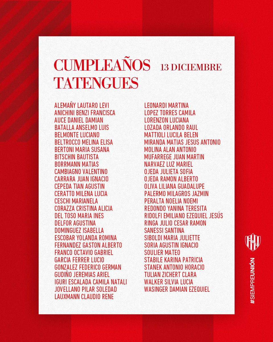 🎂 Unión saluda a sus socios y socias que cumplen años hoy.
¡Felicidades! 🔴⚪ 
#SociosTatengues #SociasTatengues #CumpleañosTatengues