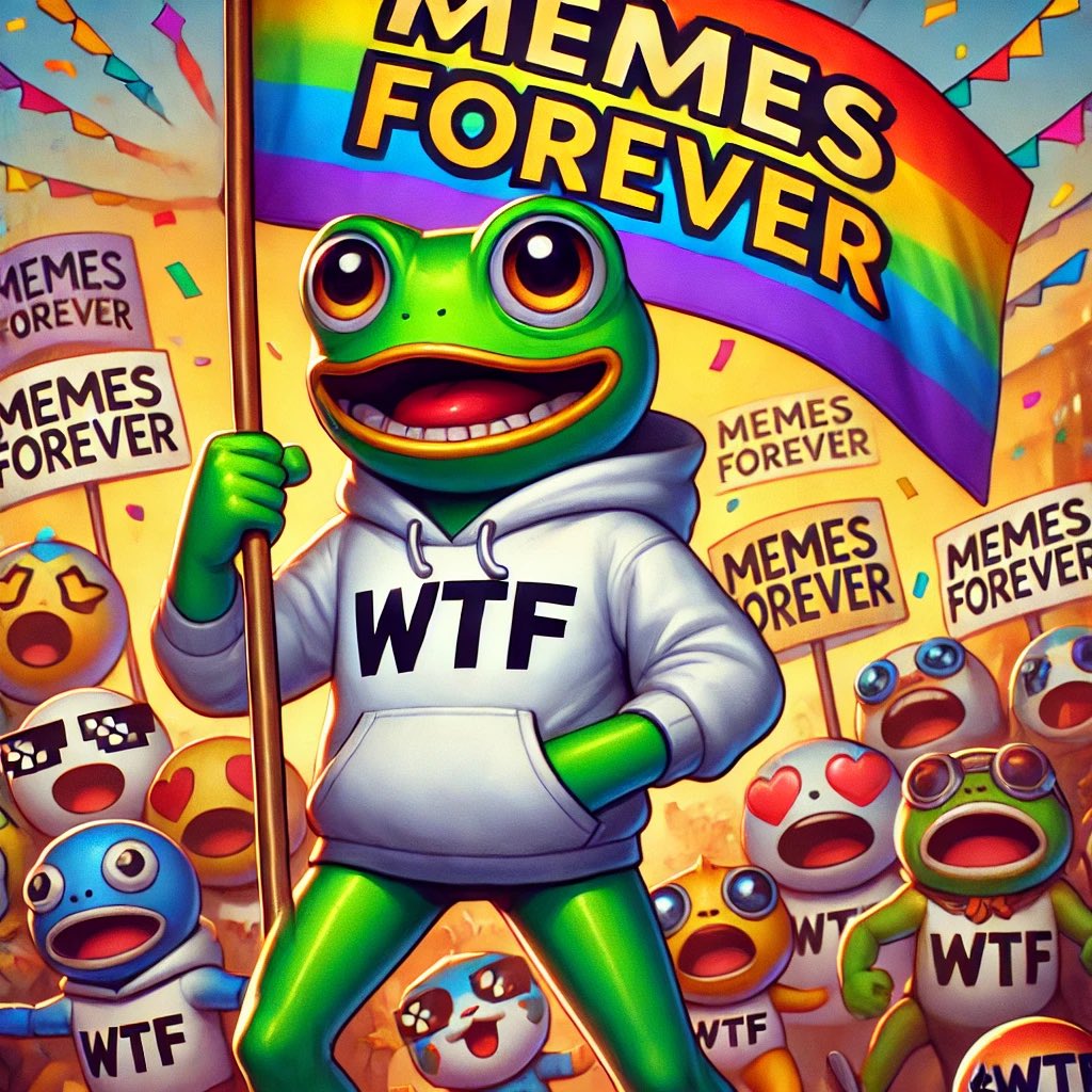 WtFrogSolana's tweet photo. 🐸🏁 “Memes Forever. Utility? Overrated.

Croak leads the way, waving the flag for every degen, dreamer, and meme lover.
$WTF isn’t just a token, it’s a revolution. Hop on or get left behind. 🚀
$WTF #SOLANA #CroakTheMoon” https://t.co/KI8fL5BWus