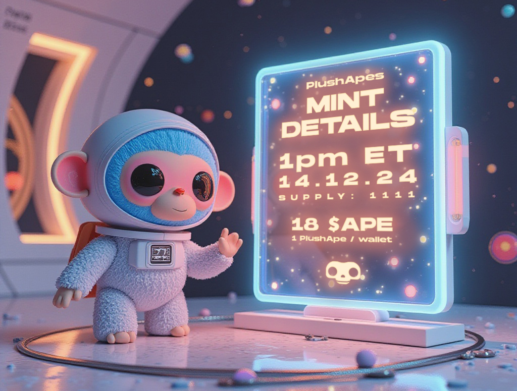 🧸PlushApes: MINT DETAILS ♻️
Just 2 days left until the mint! ⏳

Date: 14/12/2024
Time: 1pm ET
Supply: 1111
Mint Price: 18 $Ape

Launch Page: app.blever.xyz/drops/plush-ap…

Last chance to get SoftList 🍌:
1️⃣ Follow us.
2️⃣ Like &amp; RT this post.
3️⃣ Comment your $Ape wallet address .