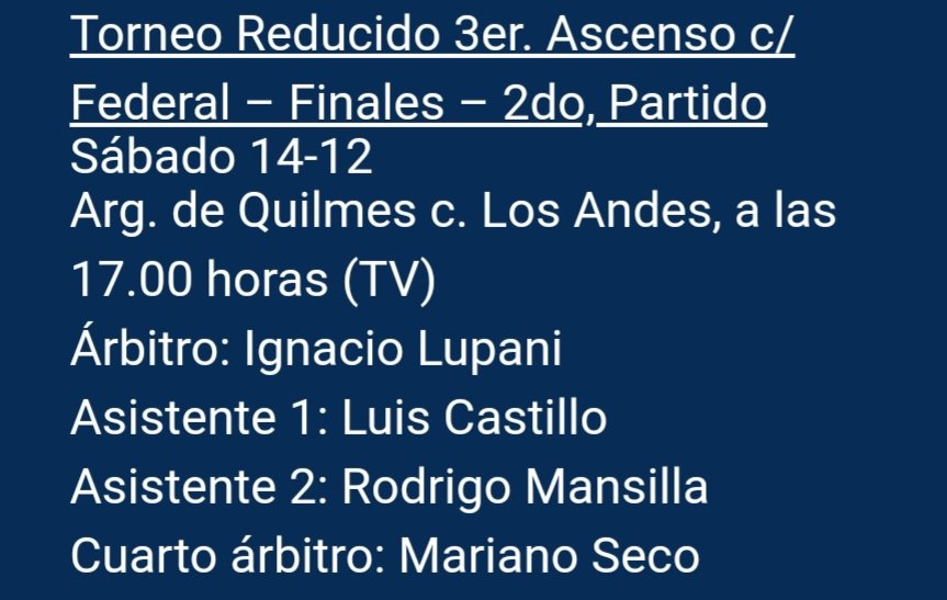 NicoSansivero's tweet photo. Otra designación escandalosa a pedir de Argentino de Quilmes. 

Lupani no dirige desde el 15 de junio, en la última del Apertura. Arbitró solo 5 partidos en 2024, dos de ellos al Mate. En el empate ante Italiano solo le faltó ir a cabecear. Será otra vez Los Andes contra 14. https://t.co/3mgMMbhZ5j