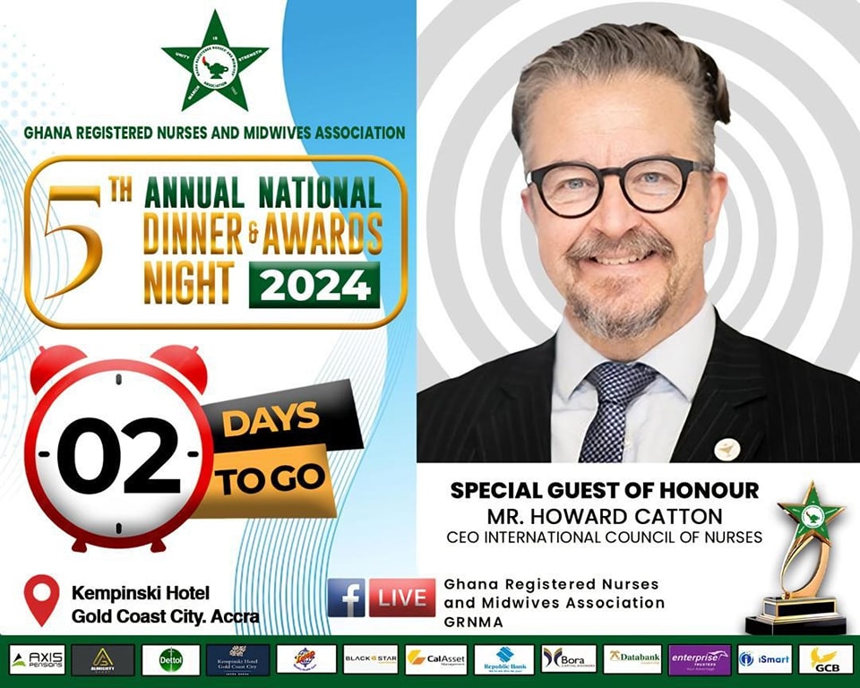 Did you know that <a href="/HowardCatton/">Howard Catton</a> CEO of <a href="/ICNurses/">ICN</a> is our special guest of honour for this year's GRNMA 5th Annual National Dinner and Awards Night 2024? Well, he is here and it is his first time in West Africa!..Proud moment! #GRNMAAwards #GhanaNursesAwards24 #GhanaBestNurse