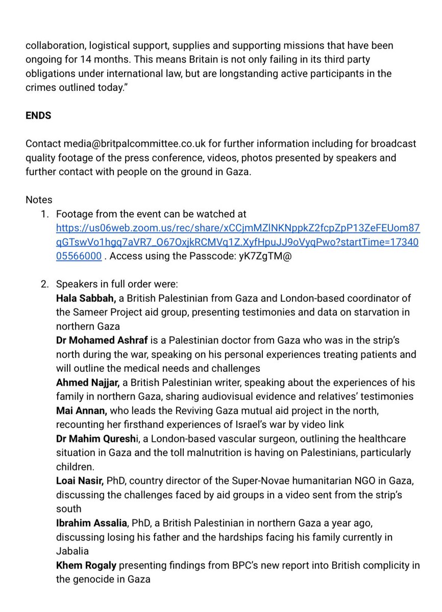 BritPalCommitt's tweet photo. Today BPC &amp; UK Gaza Community held an urgent press conference about the catastrophic situation in northern Gaza, breaking the media blackout - that Israel’s systematic targeting of journalists has produced - with firsthand witness testimony from Gazans and healthcare workers. https://t.co/tCDsSmoYER