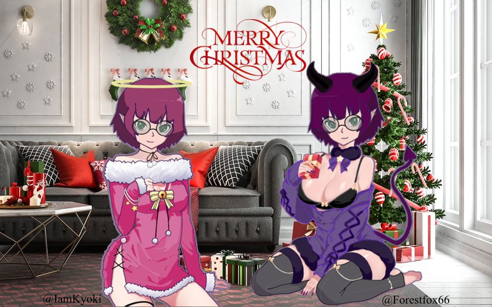 Merry Christmas from TwoFace #Vtuber #AnimeArt #twitch #AngelsVsDemons #VTuberArt #DigitalArt #Anime #Illustration #VirtualYouTuber #ArtistsOnTwitter #CreativeCommunity #StreamerArt