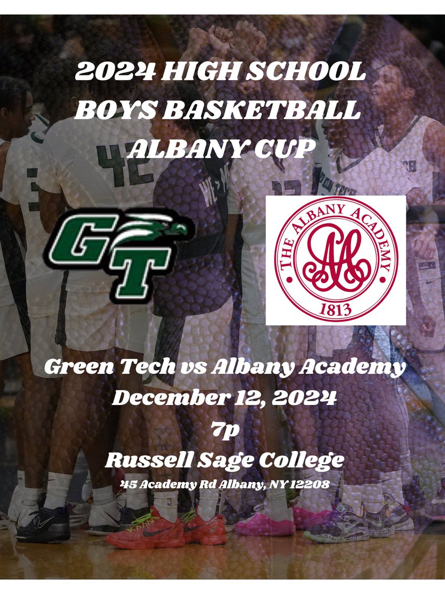 Green Tech High (@greentechhigh) on Twitter photo 🚨GAMEDAY!!!
📅 | December 12th
🏀 | <a href="/AABoysBball/">Albany Academy BBall</a> <a href="/GreenTechHigh/">Green Tech High</a>
📍 | Russell Sage Albany
⏰ | Varsity 7p
<a href="/section2hoop/">Section2hoop</a> <a href="/Section_2_hoops/">Section2Hoops</a> <a href="/TUSidelines/">James Allen</a> <a href="/Sect2BoysHoopNY/">Section II Boys Basketball</a> @CoachJones_GTH <a href="/_U2TV/">U2TV</a> <a href="/Griffin__Haas/">Griffin Haas</a> <a href="/chrystalstone_/">Chrystal Stone</a> 🚨GAMEDAY!!!
📅 | December 12th
🏀 | <a href="/AABoysBball/">Albany Academy BBall</a> <a href="/GreenTechHigh/">Green Tech High</a>
📍 | Russell Sage Albany
⏰ | Varsity 7p
<a href="/section2hoop/">Section2hoop</a> <a href="/Section_2_hoops/">Section2Hoops</a> <a href="/TUSidelines/">James Allen</a> <a href="/Sect2BoysHoopNY/">Section II Boys Basketball</a> @CoachJones_GTH <a href="/_U2TV/">U2TV</a> <a href="/Griffin__Haas/">Griffin Haas</a> <a href="/chrystalstone_/">Chrystal Stone</a>