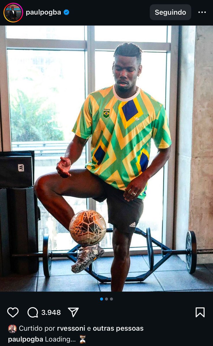_sccpnews's tweet photo. ⚫️⚪️ | Em seu instagram, Pogba publicou uma foto treinando com a camisa do Brasil.

A legenda: Loading… 👀

📸 | Reprodução https://t.co/NlcP4munyh