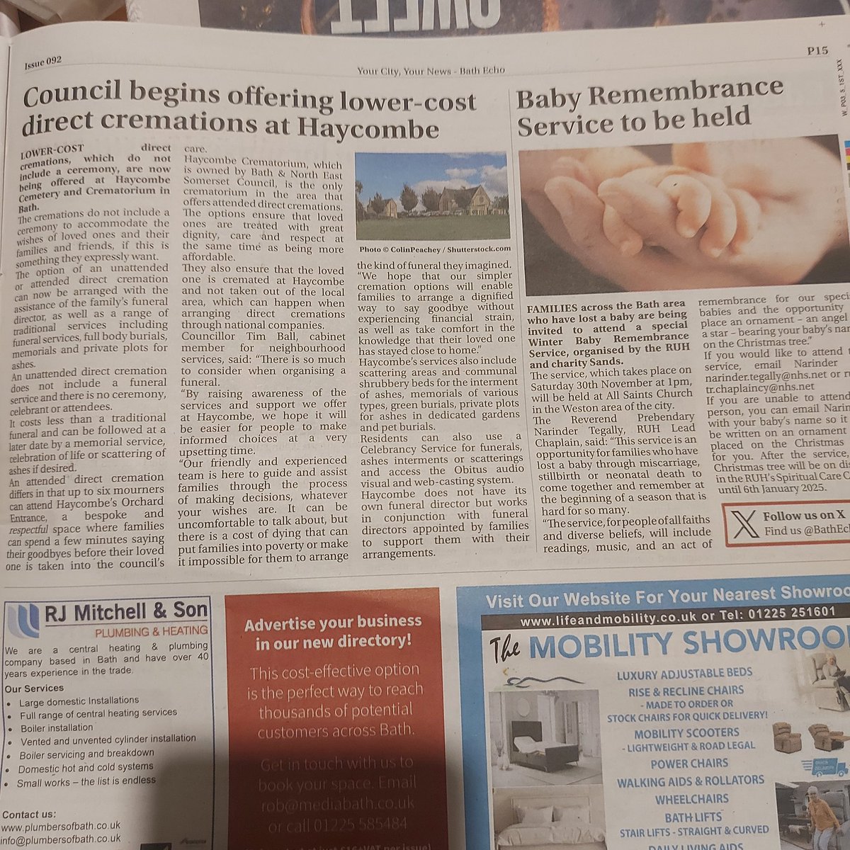 FarwellTracey's tweet photo. @BathEcho a little insensitive to see these two articles next to each other, pg 15 issue 92 😔 #babyloss https://t.co/EETgf7Vzpz