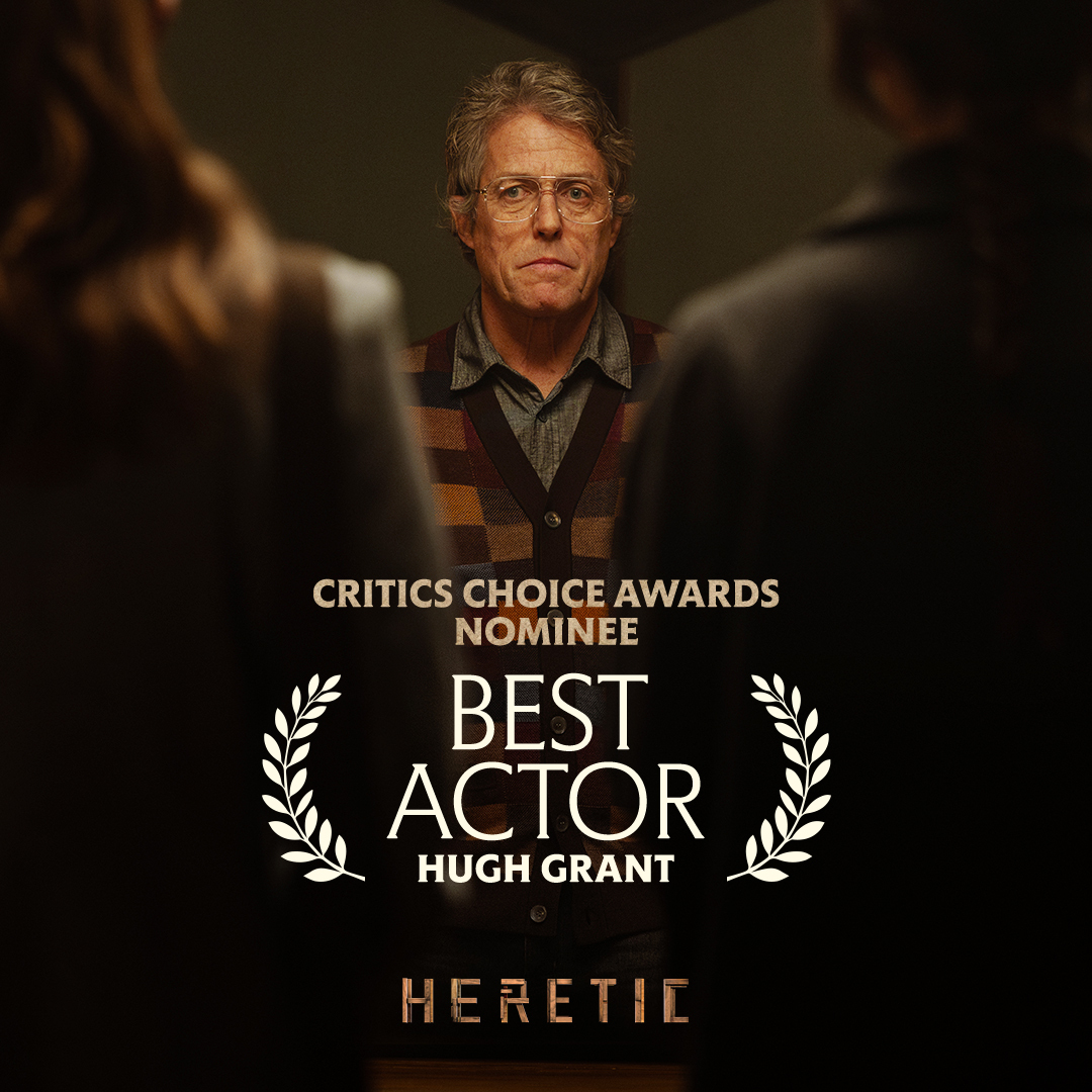 Heretic (@hereticmovie) on Twitter photo Congratulations to #HereticMovie’s Hugh Grant on his BEST ACTOR <a href="/CriticsChoice/">Critics Choice Awards</a> nomination! Congratulations to #HereticMovie’s Hugh Grant on his BEST ACTOR <a href="/CriticsChoice/">Critics Choice Awards</a> nomination!