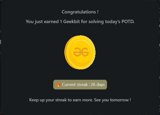 Goutam Mukherjee (@n0ob_coder) on Twitter photo #Day26 of <a href="/geeksforgeeks/">GeeksforGeeks</a> 160 days Challenge:🚀🔥
Solved - Problem 28 #POTD: Number of occurrence✅
#geekstreak2024 #gfg160 #gfg #potd #geeksforgeeks #LearnInPublic #Day26 of <a href="/geeksforgeeks/">GeeksforGeeks</a> 160 days Challenge:🚀🔥
Solved - Problem 28 #POTD: Number of occurrence✅
#geekstreak2024 #gfg160 #gfg #potd #geeksforgeeks #LearnInPublic