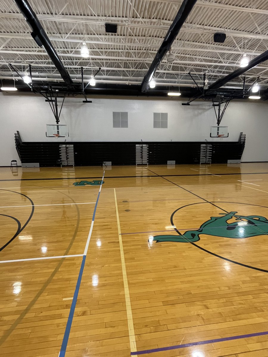The NOHS auxiliary gym renovation project is now complete! New score boards were installed this morning. The aux gym now has new paint, bleachers, wall padding, and new scoreboards. Big thanks for Dr. Radford and Mr. Bohannon for their support with the bleachers and paint!
