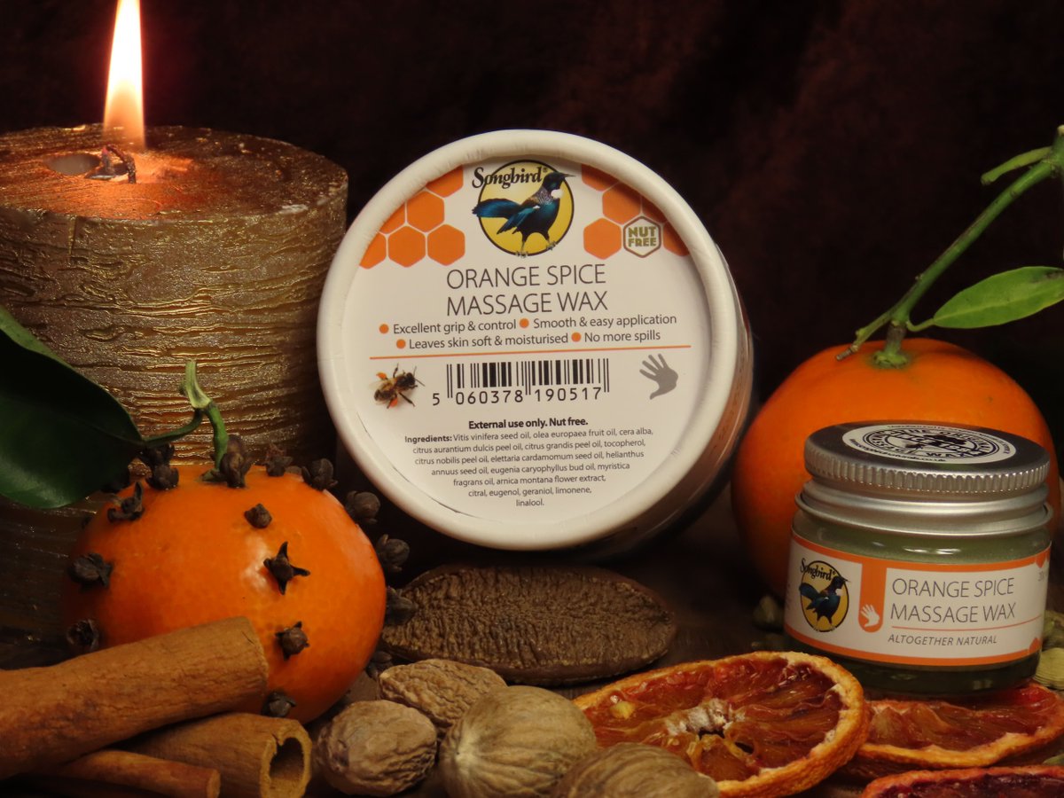 songbirdwax's tweet photo. When the nights draw in and the festive season is upon us, we think there’s no better scent than our #OrangeSpice range. It’s the perfect blend of citrus and spice to bring some cosy winter ambience to your treatments.
Available as a Massage Wax and Liquiwax (plus vegan options). https://t.co/KLD0hO7u51