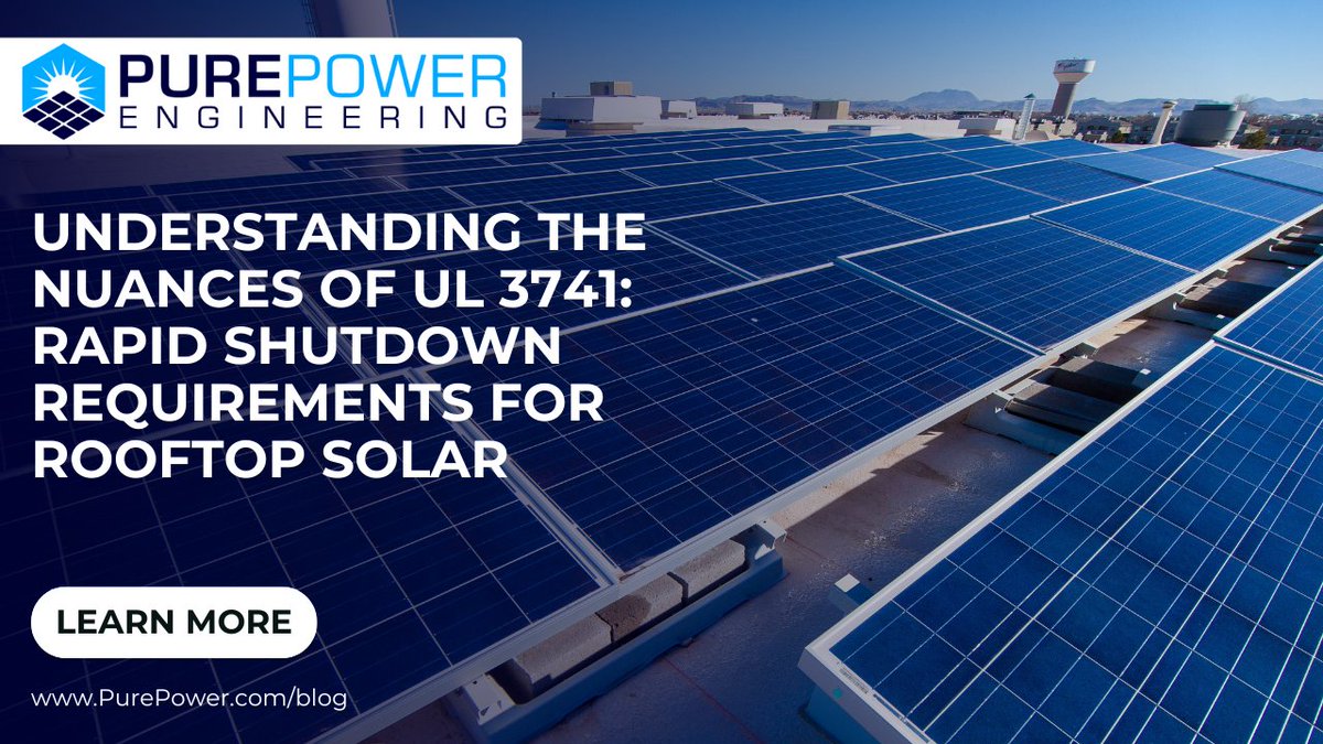 PurePowerSys's tweet image. purepower.com/blog/understan… | Solar developers continue to search for ways to reduce system installation costs while maintaining a safe and reliable asset. They have begun to look to UL 3741 PV Hazard Control as a means of meeting the National Electrical Code (NEC) rapid shutdown...