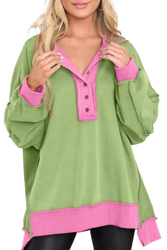 CurrentlyChloe_'s tweet photo. I just received AlvaQ Women's Oversized Sweatshirt Casual Long Sleeve Button Henley Neck Pullover Tunic Tops Outfits - Large - Colorblock Green from Anonymous via Throne. Thank you! https://t.co/MX8jLbTE0O #Wishlist #Throne https://t.co/h238rHXpaW