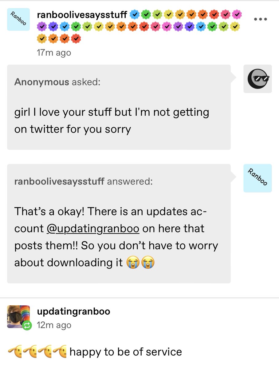 chronicallyzero's tweet image. fun things happening on my tumblr update acc this morning 😭😭😭