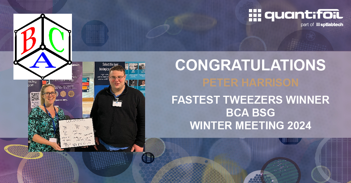 Quantifoil (@quantifoil) on Twitter photo Final conference of the year and what a pleasure to spend it @MRC_LMB with <a href="/britcryst/">BCA</a> BSG Winter Meeting. Lovely day discussing #cryoem and #crystallography, and congratulations to Peter Harrison <a href="/eBIC_Diamond/">eBIC Beamline</a> for taking away the final grid race prize, with a fab 16 sec time! Final conference of the year and what a pleasure to spend it @MRC_LMB with <a href="/britcryst/">BCA</a> BSG Winter Meeting. Lovely day discussing #cryoem and #crystallography, and congratulations to Peter Harrison <a href="/eBIC_Diamond/">eBIC Beamline</a> for taking away the final grid race prize, with a fab 16 sec time!