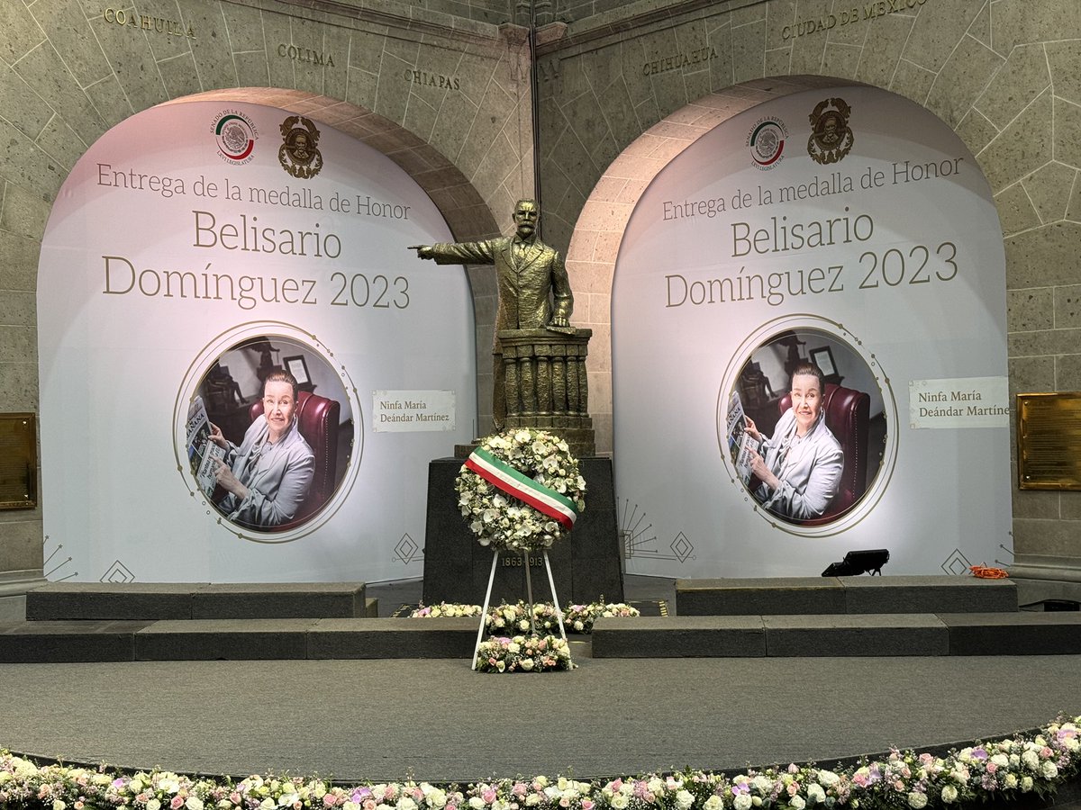 fchiguil's tweet photo. Les comparto que esta mañana la periodista y activista, Ninfa María Deándar Martínez , recibió la Medalla de Honor Belisario Domínguez por su destacada trayectoria y compromiso con la libertad de expresión. https://t.co/hOwJ2xv0mv