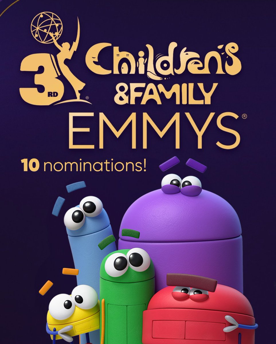 3GS's tweet image. Evan and I just got the news that StoryBots received 10 Emmy nominations for its last season! That's 20% of all Netflix's nominations for kids and family TV! We couldn't be more grateful for all of our incredibly talented co-conspirators who helped bring this show to life. 🙏