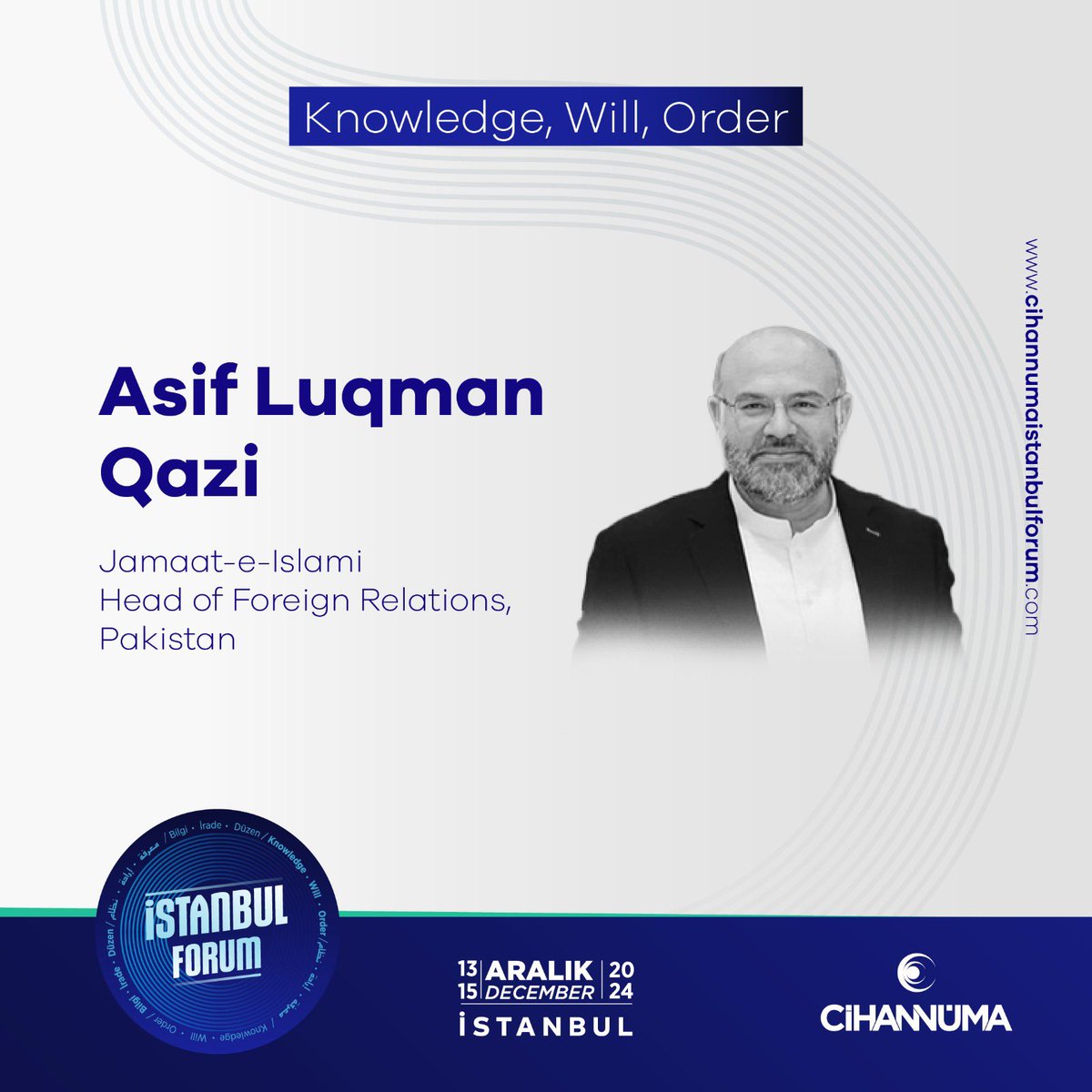 cihannumaforum's tweet photo. Asif Luqman Qazi at Istanbul Forum!
🗓December 13-15, 2024
📍Halic University
Asif Luqman Qazi Istanbul Forum’da!
🗓13-15 Aralık 2024
📍Haliç Üniversitesi
🔗https://t.co/CAVNlfgVZX
#istanbulforum #cihannuma #istanbul #forum https://t.co/n9hlbsRTXH