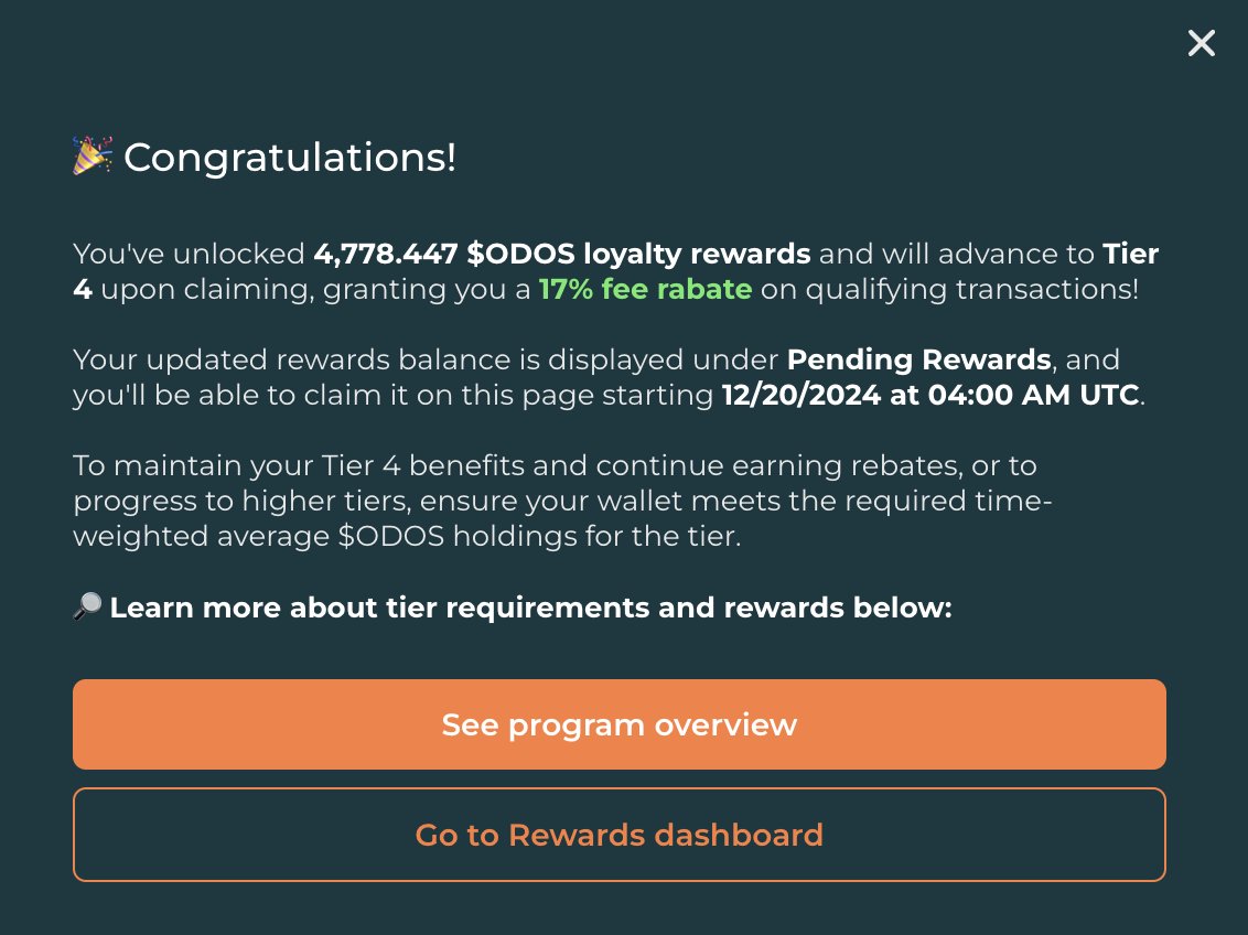 Odos airdrop açıkladı🔥 Siteye girip cüzdan bağlayın rewards kısmında hak edişiniz görünecek. 

Size ne kadar geldi? 

app.odos.xyz/rewards