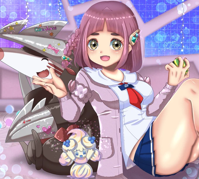 ポケ部門「デコレーションタロちゃん」 Skeb部門「メロンクリームハツユキソウ」 奇しくも似た構図!! 自分でもどちらもお気に入りの1枚～ #今年も残りわずかなので今年一番伸びた絵を貼る