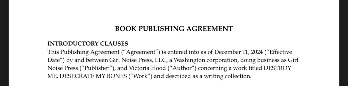 Victoria Hood (@toriiellen1) on Twitter photo very excited to have signed my contract with Girl Noise Press for my next collection of short stories: Destroy Me, Desecrate My Bones 🩶 very excited to have signed my contract with Girl Noise Press for my next collection of short stories: Destroy Me, Desecrate My Bones 🩶
