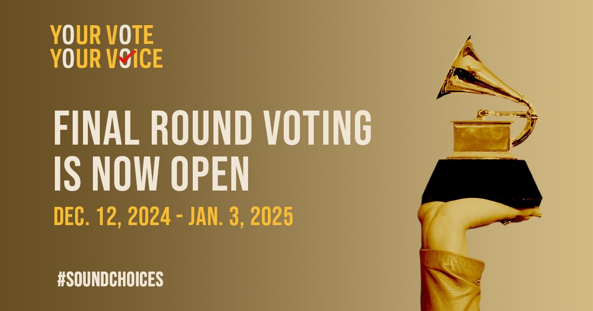 🎶 The GRAMMY Award is the only music award in which nominees and winners are determined solely by music creators themselves.

📣 Final Round Voting for the 67 GRAMMY Awards is open now through January 3rd. #SoundChoices