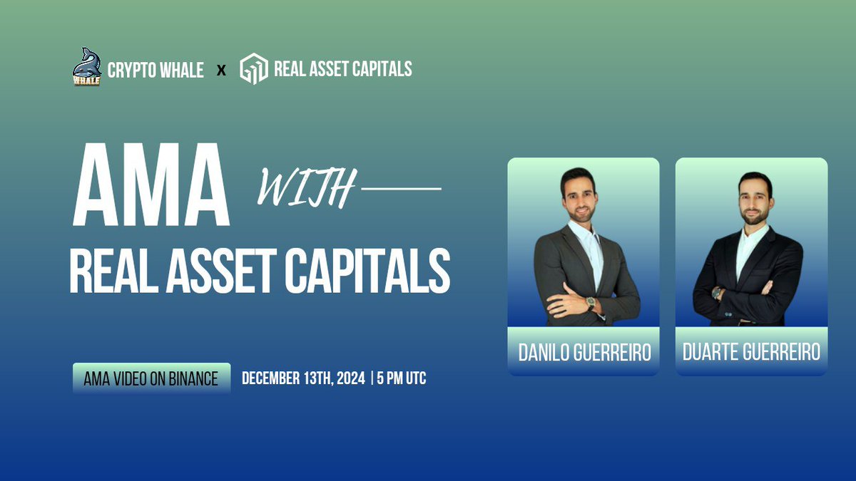 CryptoWhale1988's tweet photo. ποΈJoin us for the BinanceLiveAMA series with #RealAssetCapitals
π°οΈ Date: 13th Dec 2024, 5 PM UTC
π Prize: $100 USDT
π Venue: https://t.co/iYq9C3hCIH
γ½οΈRules:
1οΈβ£ Follow @Cryptowhale1988 & @realasset_cap
2οΈβ£ Like & RT
3οΈβ£ Comment your Questions (Max 3)
4οΈβ£ Tag 3 Friends https://t.co/XMZgt5QDVE