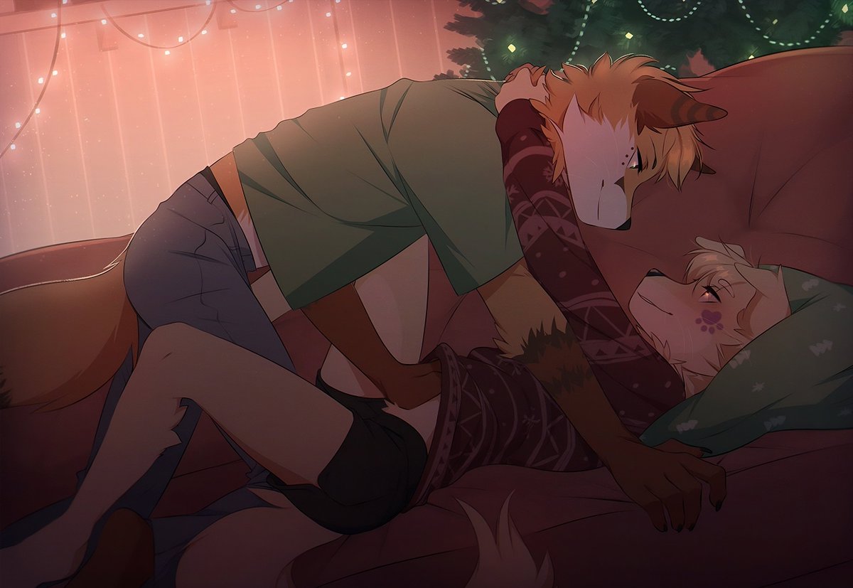 AnthroWolfie's tweet photo. The best way to spend the holiday season ❤️

🎨 Art by Fumiko (FurAffinity) https://t.co/frPFu8pcb0