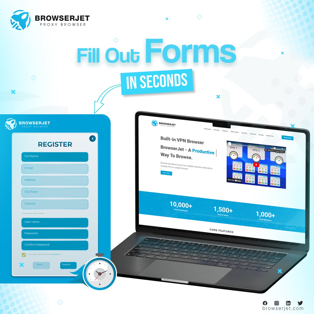 BrowserJet's tweet photo. 🌐 Fill Out Forms in Seconds with BrowserJet!
Say goodbye to tedious form-filling! BrowserJet’s built-in VPN browser makes browsing productive and efficient. 🔒⚡
👉 Explore more at: https://t.co/v1yWjBRJax
#VPNBrowser #EffortlessBrowsing #BrowserJet https://t.co/mw6O3PLGee