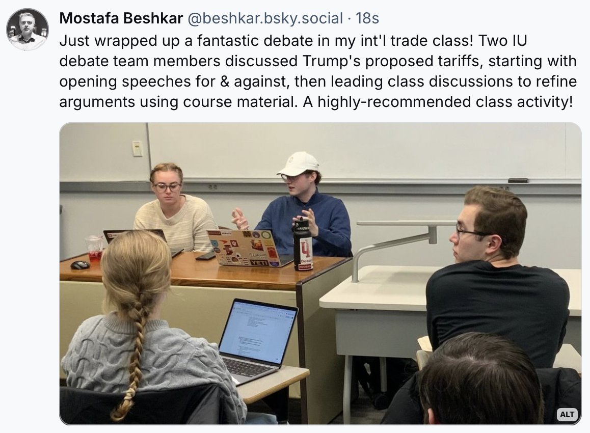 In-class debate on tariffs <a href="/IUBloomington/">IU Bloomington</a>