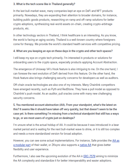 dittoproj's tweet image. 🚀 Featured auditor this week: Phuwanai Thummavet (@0x_serial_coder), ranked #46 in 2024 &amp;amp; #173 all-time on @code4rena! Read here as he discusses the future of Ethereum with Account Abstraction, new oracle models, and the crypto scene from his country of Thailand!