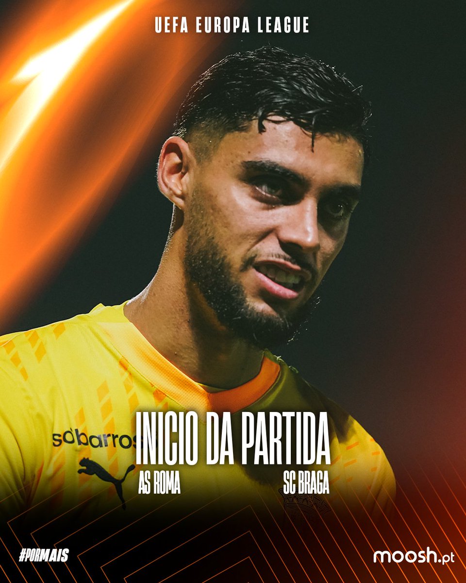 SCBragaOficial's tweet photo. 🛎 | APITO INICIAL - KICKOFF
1’ Já se joga no Olímpico de Roma. Unidos pelo objetivo: VENCER!
#UEL | #ASRSCB | 0-0 | #PorMais https://t.co/SQqibje6WG