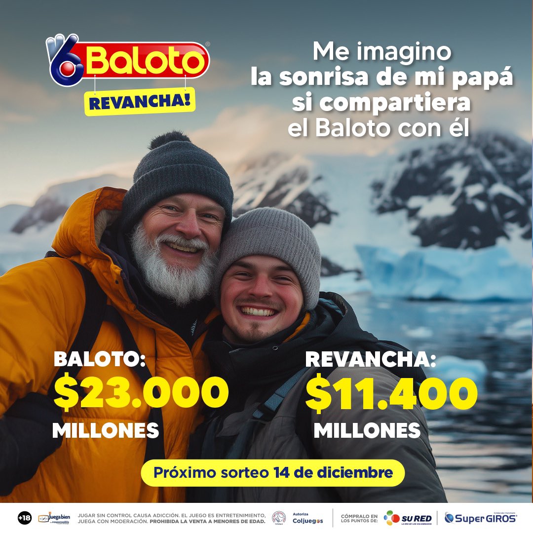 Baloto_Colombia's tweet photo. Estás pensando en el regalo perfecto… ¡qué tal el premio mayor de Baloto! 👌🏻⚡️🎁

Juega en https://t.co/WZW1FAmtrd o en puntos Su Red y SuperGIROS y haz que esta Navidad sea inolvidable.
#Baloto #BalotoColombia #Coljuegos #SorteoColombia #BalotoRevancha #Sorteo #Ingresos https://t.co/WPxwGSrA4t