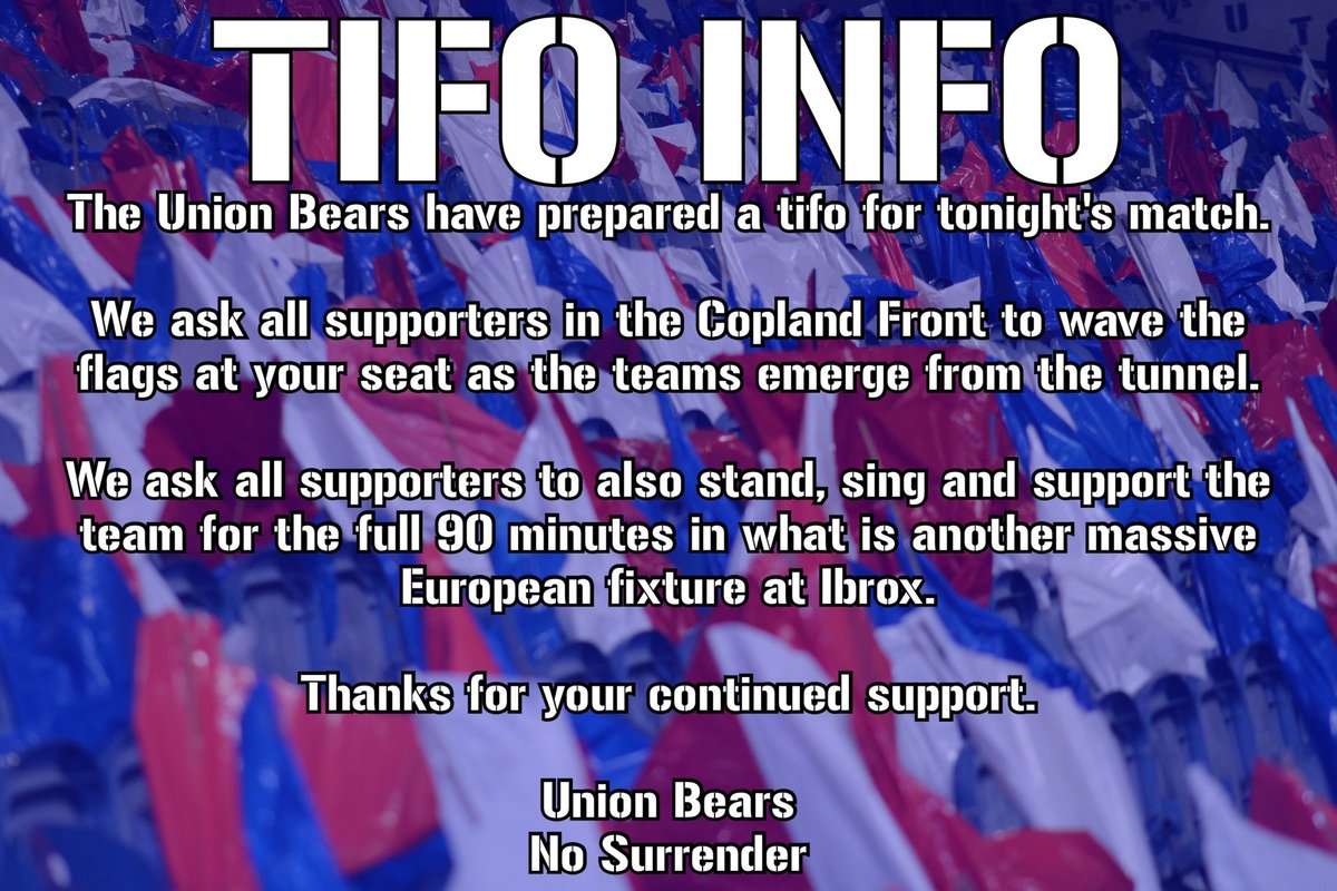 Tifo information for tonight