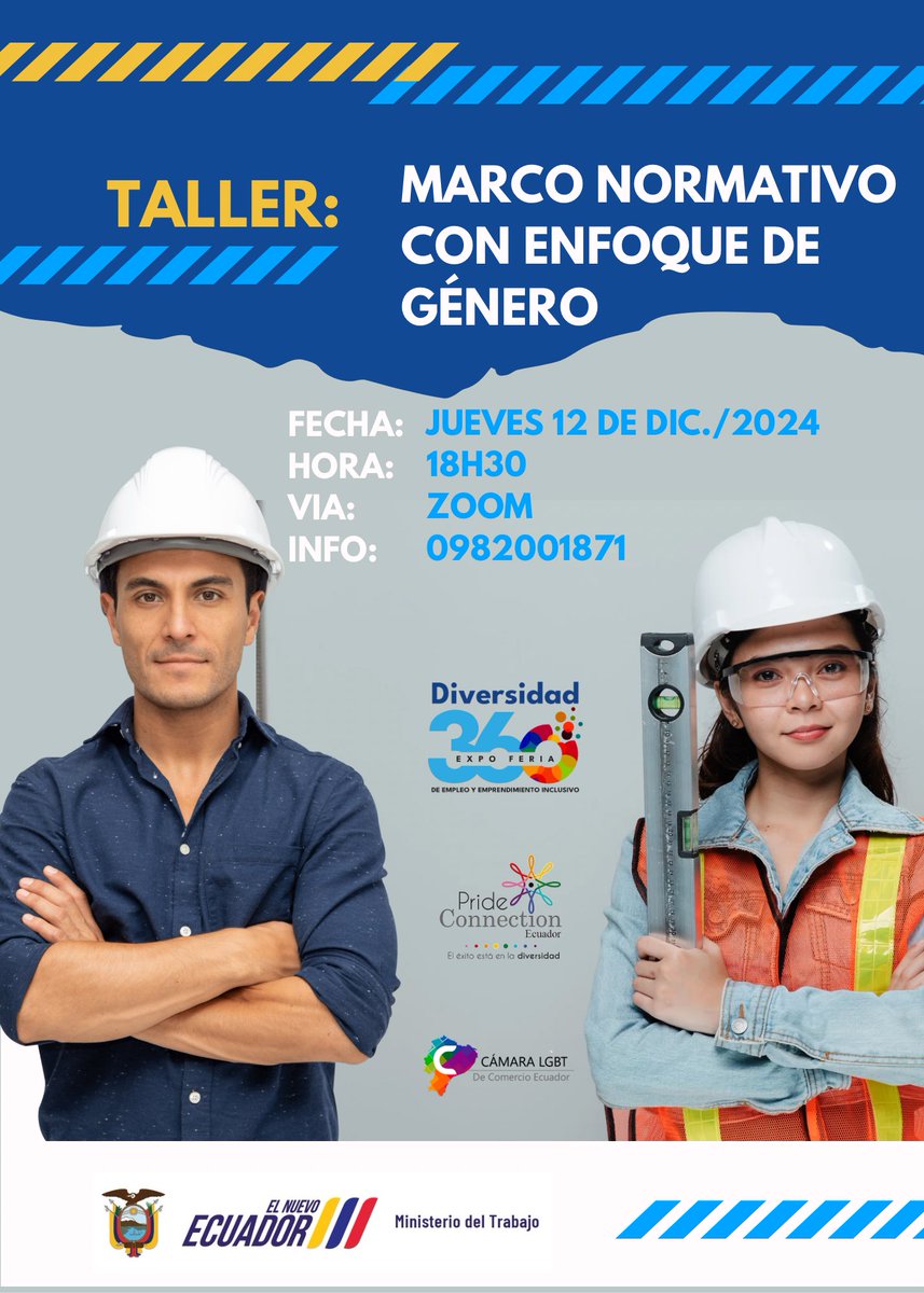 TALLER:
Marco Nornativo con Enfoque de Género 

FECHA: Jueves 12 de Diciembre./2024
HORA: 18H30
VIA: Zoom 
INFO: 0982001871

Link: us04web.zoom.us/j/3127459699?p…