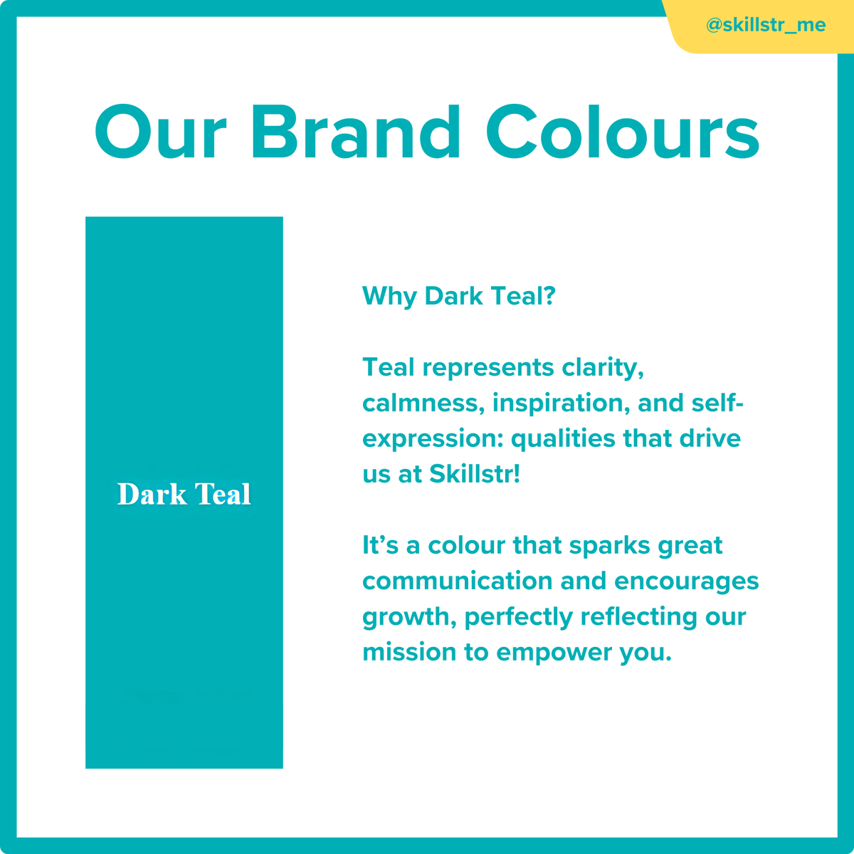 skillstr_me's tweet photo. Take a look at our brand colours,
Turquoise leads the way on our journey, reflecting the essence of what Skillstr stands for. 🌟
#letsskillit #skillstr #powerskills #careerskills #AI #education #futureofwork #ai #Trending #explore #educationx0 #careerx0 https://t.co/T7uz2O5NGU