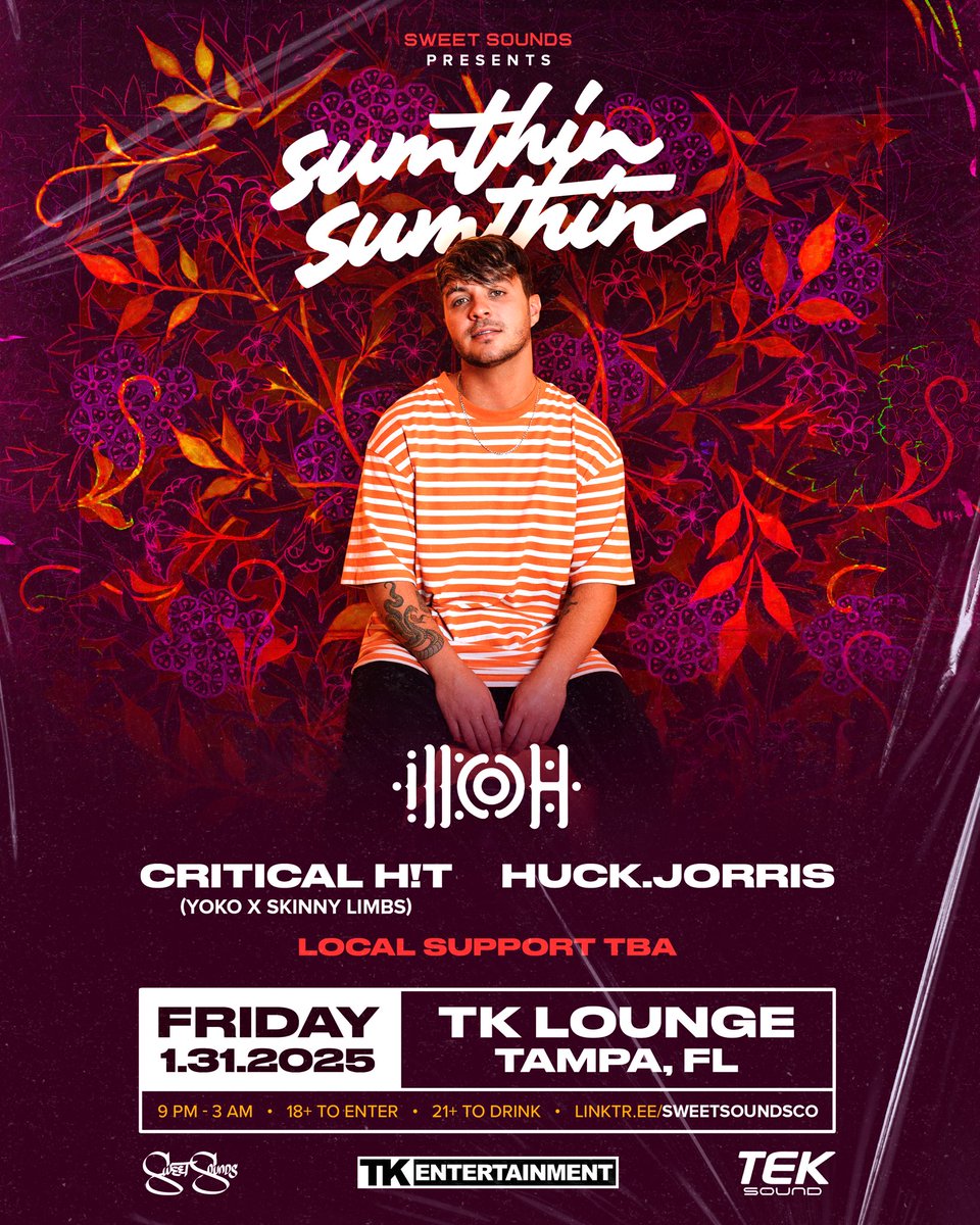 Sweet Sounds (@sweetsoundsco) on Twitter photo Tampa, weโre back!
After much anticipation, weโre returning to <a href="/TK__Lounge/">๐ณ๐ ๐ฌ๐ฏ๐ ๐ช๐ ๐ฑ๐ ๐ฎ๐ช๐ค ๐ต๐จ๐ฏ</a> with a prized lineup <3
<a href="/sumthinmusic/">sumthin sumthin</a>
<a href="/illohsound/">illoh</a>
<a href="/itsyokomusic/">emi</a> x <a href="/SkinnyLimbs/">Skinny Limbs ๐พ</a>
<a href="/huckdotjorris/">huck.jorris</a>
Local support TBA ๐
Featuring our Communal Lounge ๐
Limited Early Birds available NOW ๐๏ธ Tampa, weโre back!
After much anticipation, weโre returning to <a href="/TK__Lounge/">๐ณ๐ ๐ฌ๐ฏ๐ ๐ช๐ ๐ฑ๐ ๐ฎ๐ช๐ค ๐ต๐จ๐ฏ</a> with a prized lineup <3
<a href="/sumthinmusic/">sumthin sumthin</a>
<a href="/illohsound/">illoh</a>
<a href="/itsyokomusic/">emi</a> x <a href="/SkinnyLimbs/">Skinny Limbs ๐พ</a>
<a href="/huckdotjorris/">huck.jorris</a>
Local support TBA ๐
Featuring our Communal Lounge ๐
Limited Early Birds available NOW ๐๏ธ